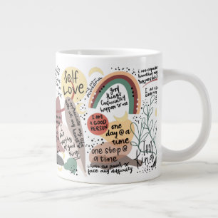 Caneca De Café Grande Gráficos de Afirmações de Amor Próprio Positivo