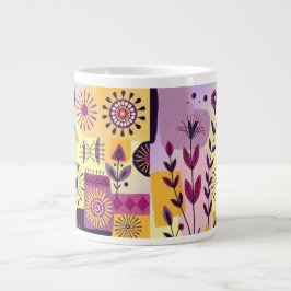 Caneca De Café Grande Grafite floral