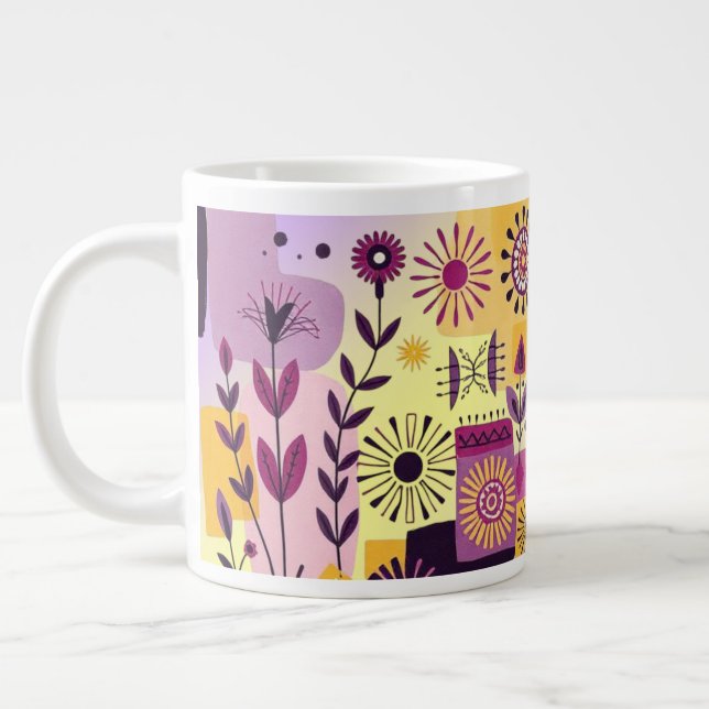 Caneca De Café Grande Grafite floral (Esquerda)