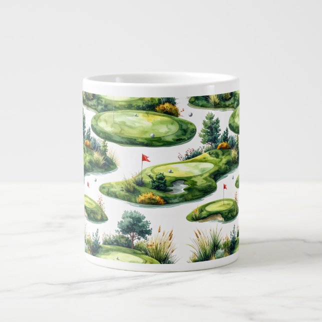 Caneca De Café Grande Grama de Treino de Golfe (Frente)