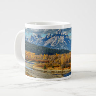 Caneca De Café Grande Grand Teton Mountain River View no outono