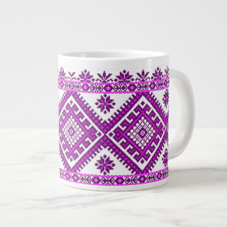 Caneca De Café Grande Grande Bordado Roxo Ucraniano