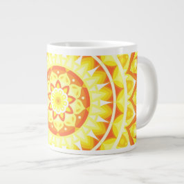 Caneca De Café Grande Grande Mandala Amarelo Brilho Sol Boho Oversize