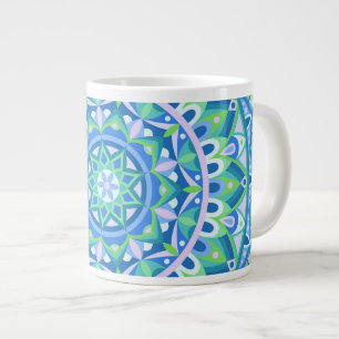 Caneca De Café Grande Grande Mandala Azul Boho Superdimensionado Espirit