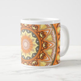 Caneca De Café Grande Grande Mandala de Outono Quente e Aconchegante Pad