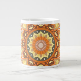 Caneca De Café Grande Grande Mandala de Outono Quente e Aconchegante Pad