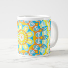 Caneca De Café Grande Grande Mandala de Verão Brilho Boho Café Oversized
