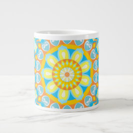 Caneca De Café Grande Grande Mandala de Verão Brilho Boho Café Oversized