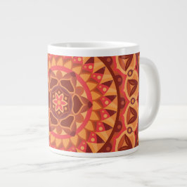 Caneca De Café Grande Grande Mandala Marrom Terroso Boho Padrão Aconcheg