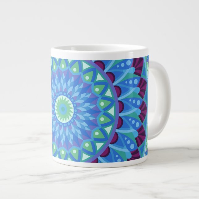 Caneca De Café Grande Grande Mandala Midnight Dreams Oversized Zen (Frente Esquerda)