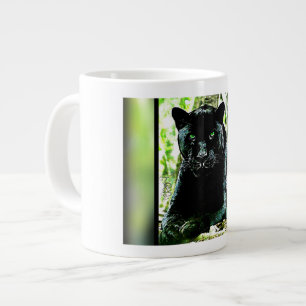 Caneca De Café Grande Grandes Modelos de Gatos: Pantera Negra Verde