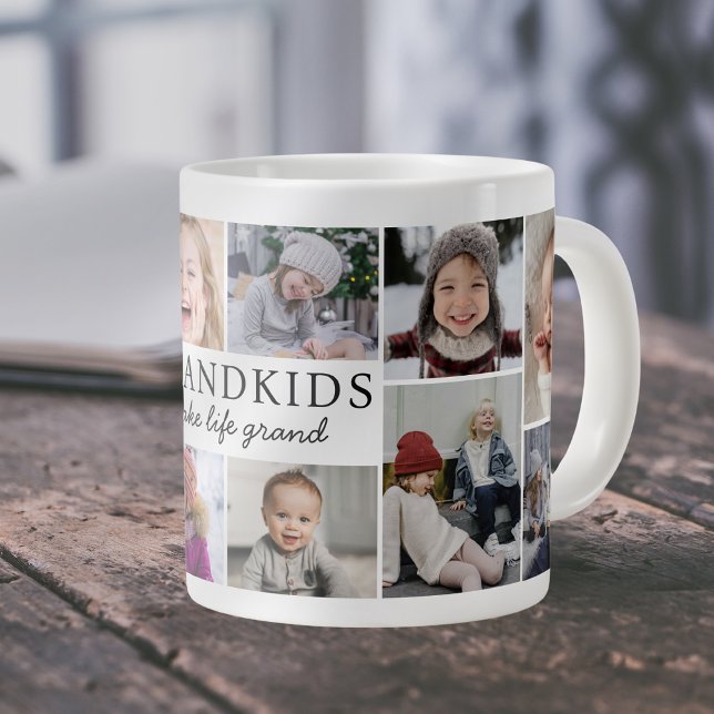 Caneca De Café Grande Grandkids Make Life Grand Photo Collage Keepsake (Criador carregado)