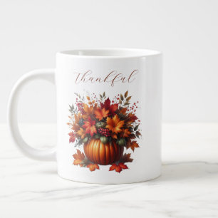 Caneca De Café Grande Grata-Grata Pumpkin com Folhas de outono