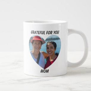 Caneca De Café Grande Grateful Agradecida Bilingual Dia de as mães Heart