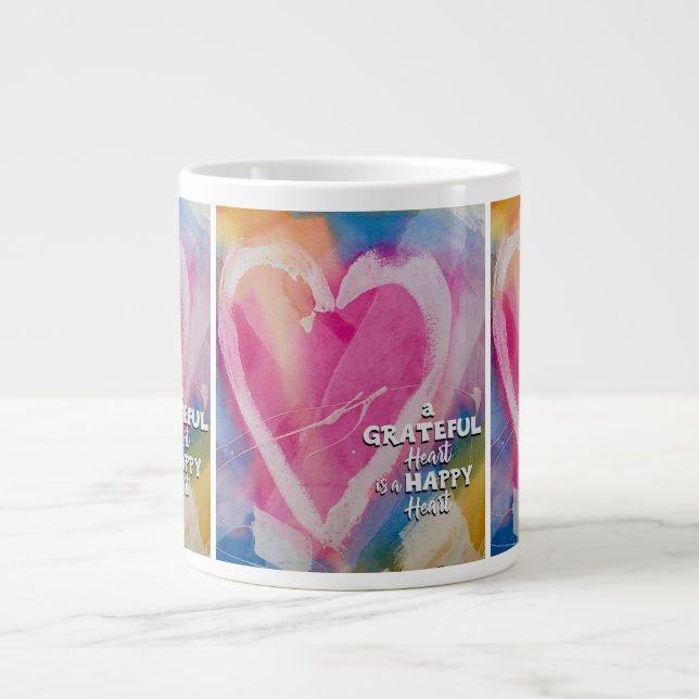 Caneca De Café Grande Grateful Happy Bone China Mug art, da Pediatria Wo (Frente)