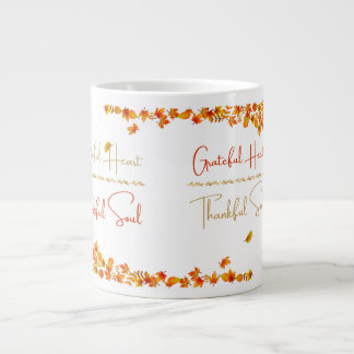 Caneca De Café Grande Grateful Heart Thankful Soul Mug – Minimal Fall