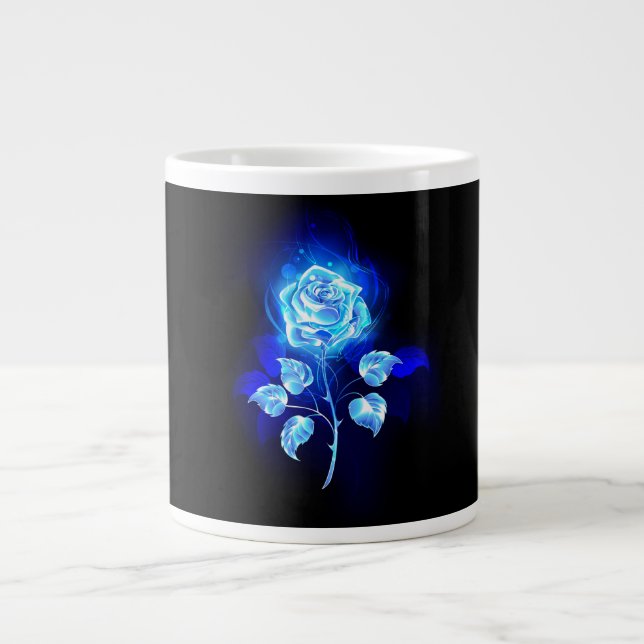 Caneca De Café Grande Gravação de Rosa Azul (Frente)