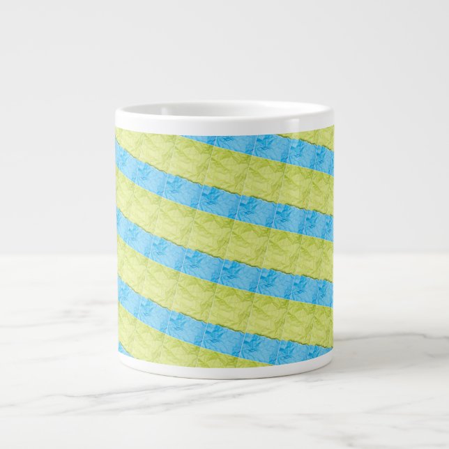 Caneca De Café Grande green and blue blocks (Frente)