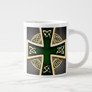 Caneca De Café Grande Green Celtic Cross Mug