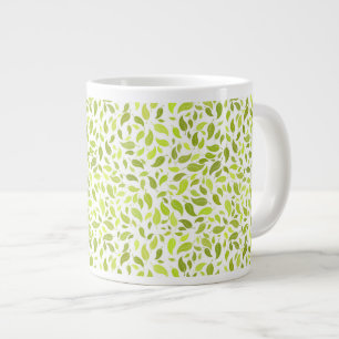 Caneca De Café Grande Green Leaves Nature Impressão, Padrão de Folha d