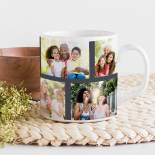 Caneca De Café Grande Grelha de Alvenaria de 8 Fotos na Moda Cinza