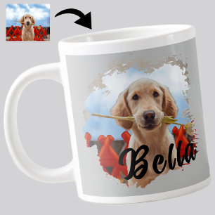 Caneca De Café Grande Grelha Moderna Simples, Bonita, Um Cachorro De Um 