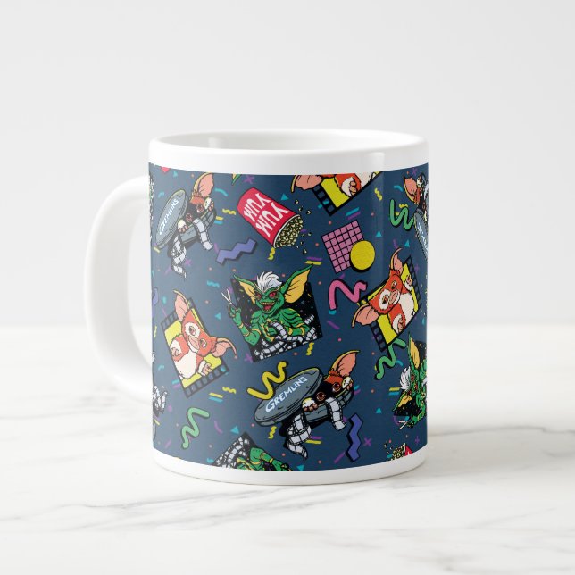 Caneca De Café Grande Gremlins™ Padrão Retrowave dos Anos 80 (Frente Esquerda)