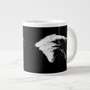 Caneca De Café Grande Gritando águia careca em preto escolha seu fundo