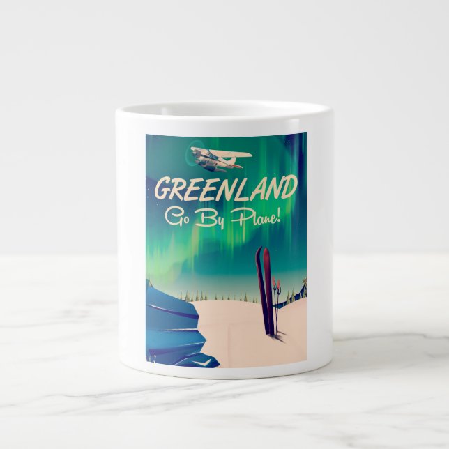 Caneca De Café Grande Groenlândia 'Vá de Avião!' (Frente)