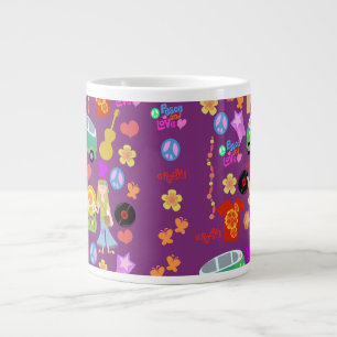Caneca De Café Grande Groovy 60 Violet Pattern