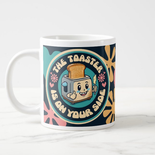 Caneca De Café Grande Groovy hippie toaster thumbs up optimism (Esquerda)