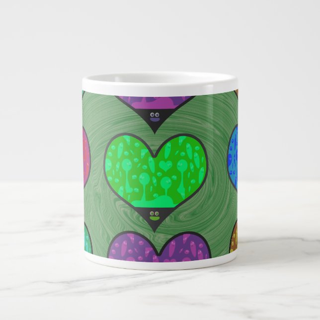Caneca De Café Grande Groovy Wild Lava Hearts Divertimento Retro Life (Frente)