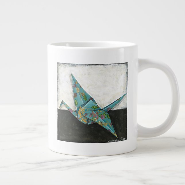 Caneca De Café Grande Grua Origami com Designs Florais (Direita)