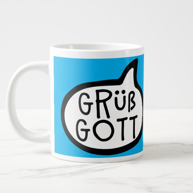 Caneca De Café Grande Grüß Gott, alemão Hello, Áustria, Baviera, Suábia (Esquerda)
