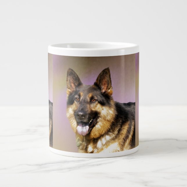 Caneca De Café Grande GSD preto e bronzeado (Frente)