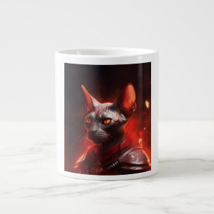 Caneca De Café Grande Guerreiro de Gato Esfinge Steampunk Olhando Feroz