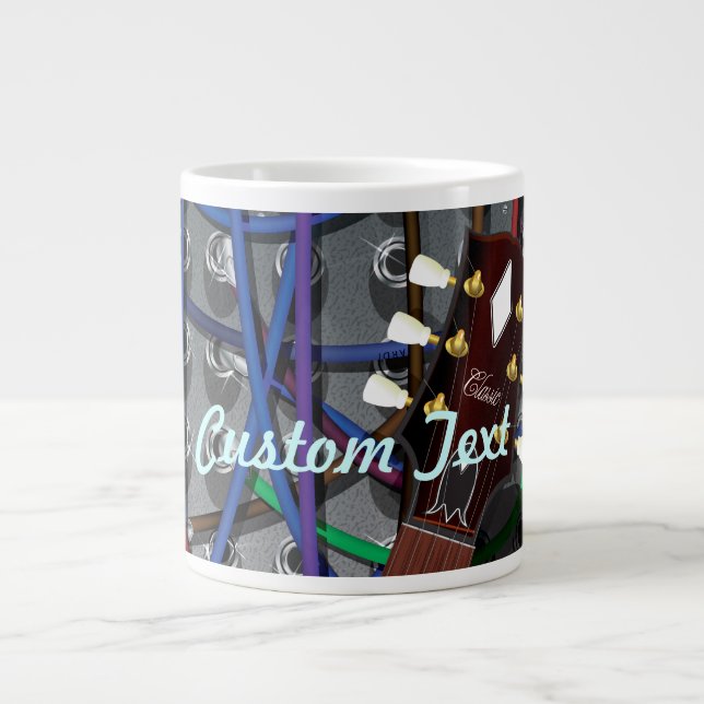 Caneca De Café Grande Guitarra Elétrica e Amp Musical (Frente)