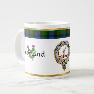 Caneca De Café Grande Gunn Clan Crachá Tartan & Motto