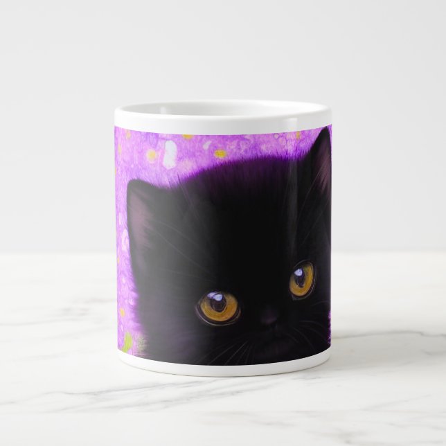 Caneca De Café Grande Gustav Klimt Cat (Frente)