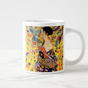 Caneca De Café Grande Gustav Klimt Lady com ventilador