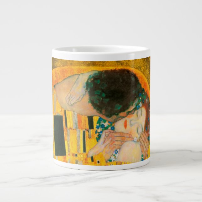 Caneca De Café Grande Gustav Klimt O Beijo (Frente)