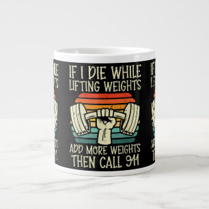 Caneca De Café Grande Gym Se Eu Morrer Levantando Pesos Engraçados Malha