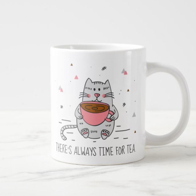 Caneca De Café Grande Há sempre tempo para o chá, Cat (Direita)