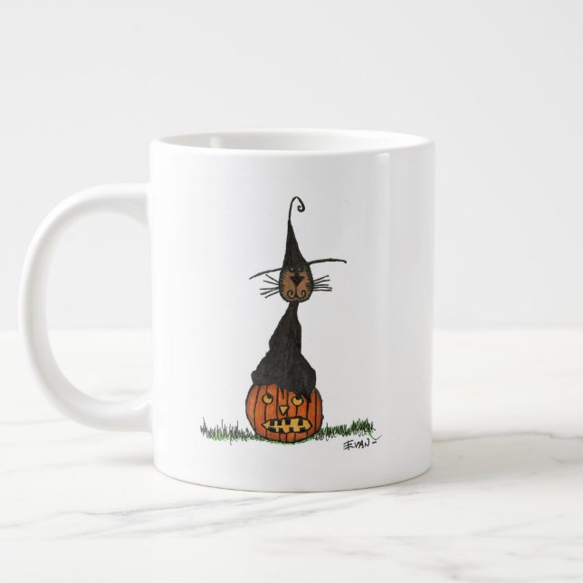 Caneca De Café Grande Halloween Cat (Esquerda)