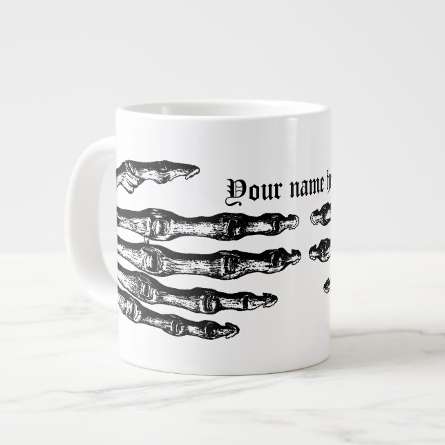 Caneca De Café Grande Halloween do esqueleto divertido (Frente Esquerda)