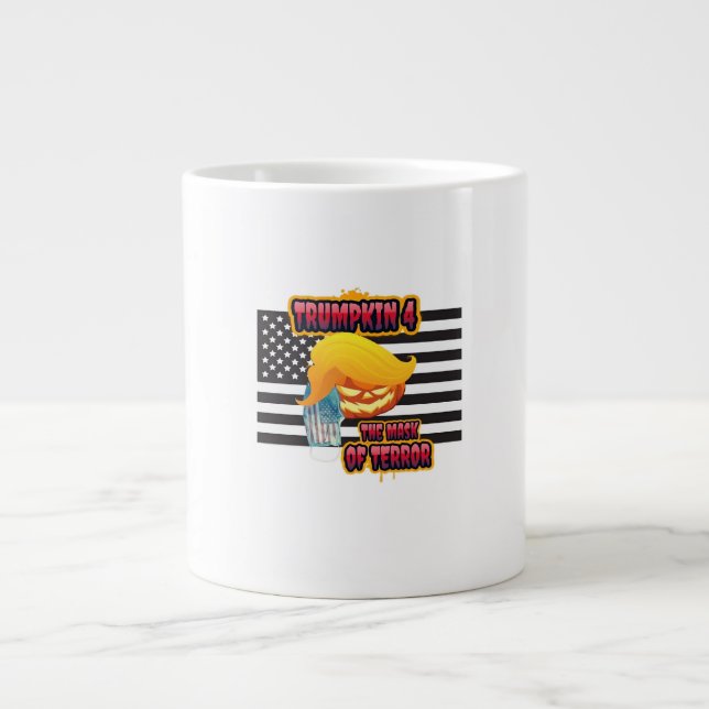 Caneca De Café Grande Halloween Engraçado Trumpkin Clássico (Frente)