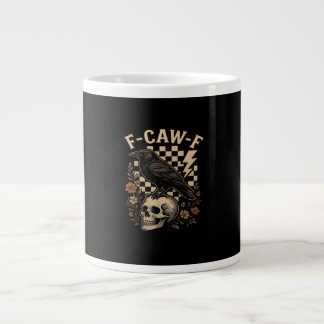 Caneca De Café Grande Halloween F-Caw-F Corvo Ave F-Caw-F Corvo Xadrez
