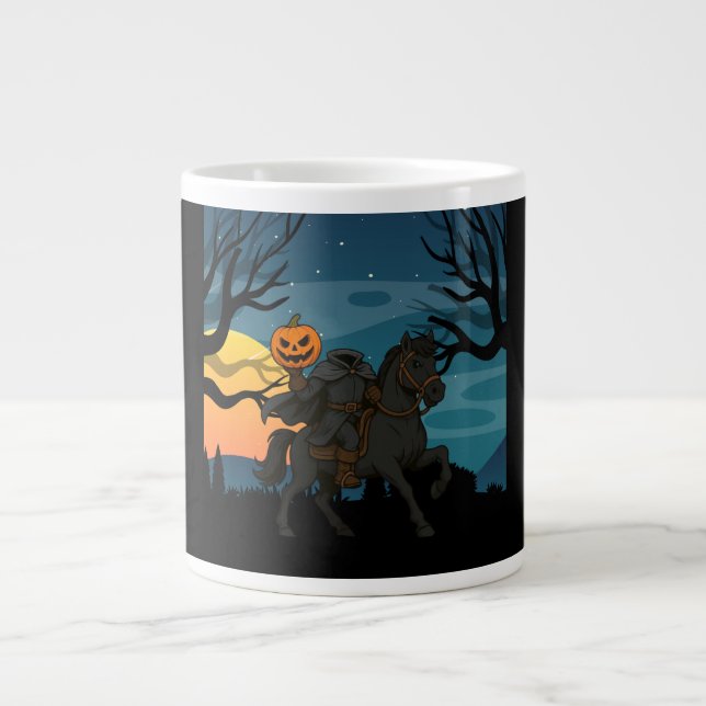 Caneca De Café Grande Halloween/Outono de Cavaleiro Sem Cabeça (Frente)