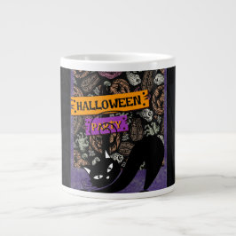 Caneca De Café Grande Halloween Party and Black Cat