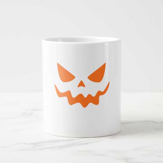 Caneca De Café Grande Halloween Pumpkin Face Mug – Cute & Festive Orange (Frente)